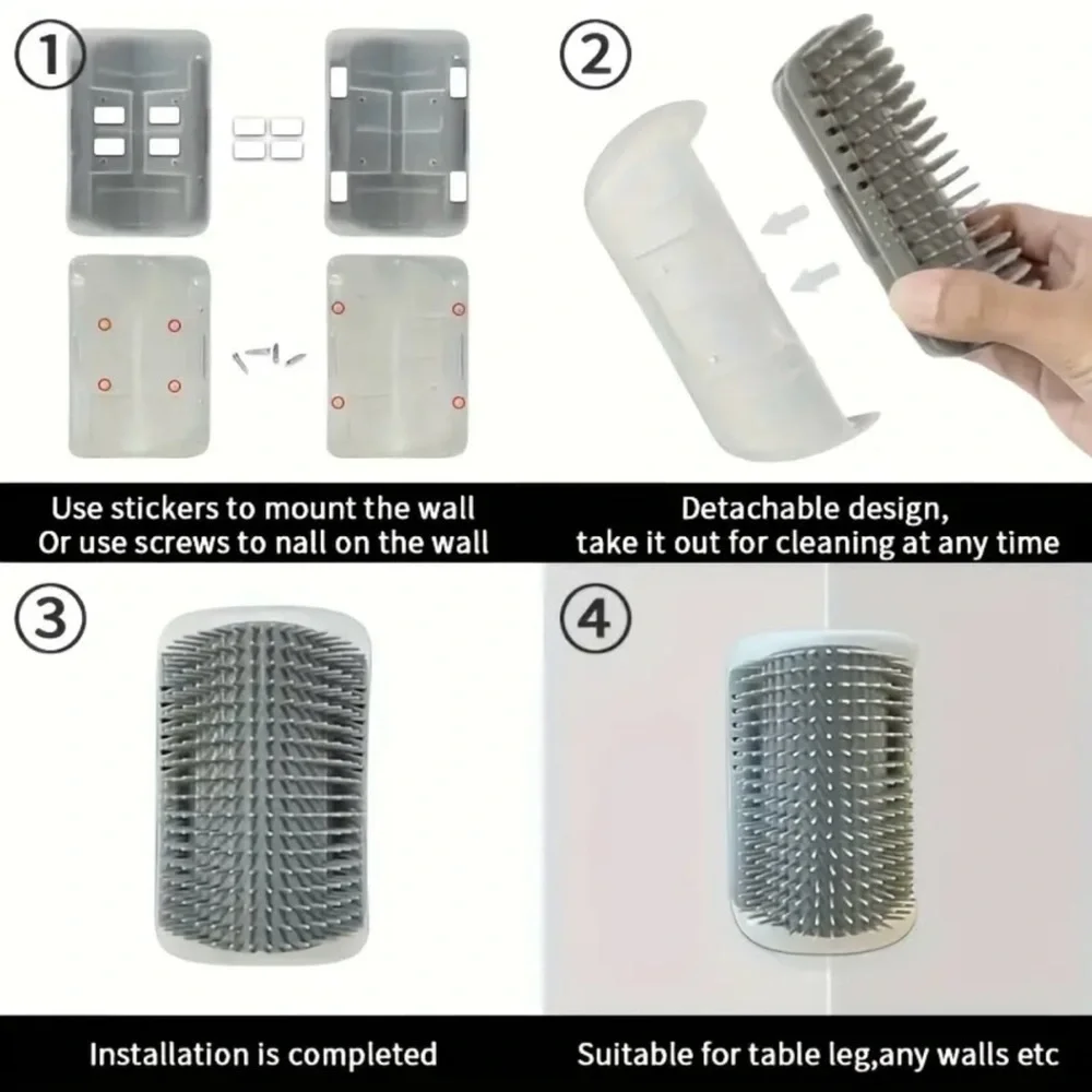 Small Curved Massaging Wall Brush For Cats in Gray New in Packaging